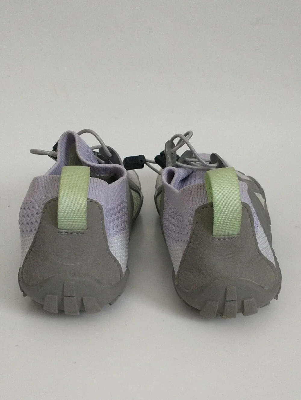 Stelle Big Kid's Lightweight Knit Slip-On Water Shoes. Lavender and Gray. SIZE 5